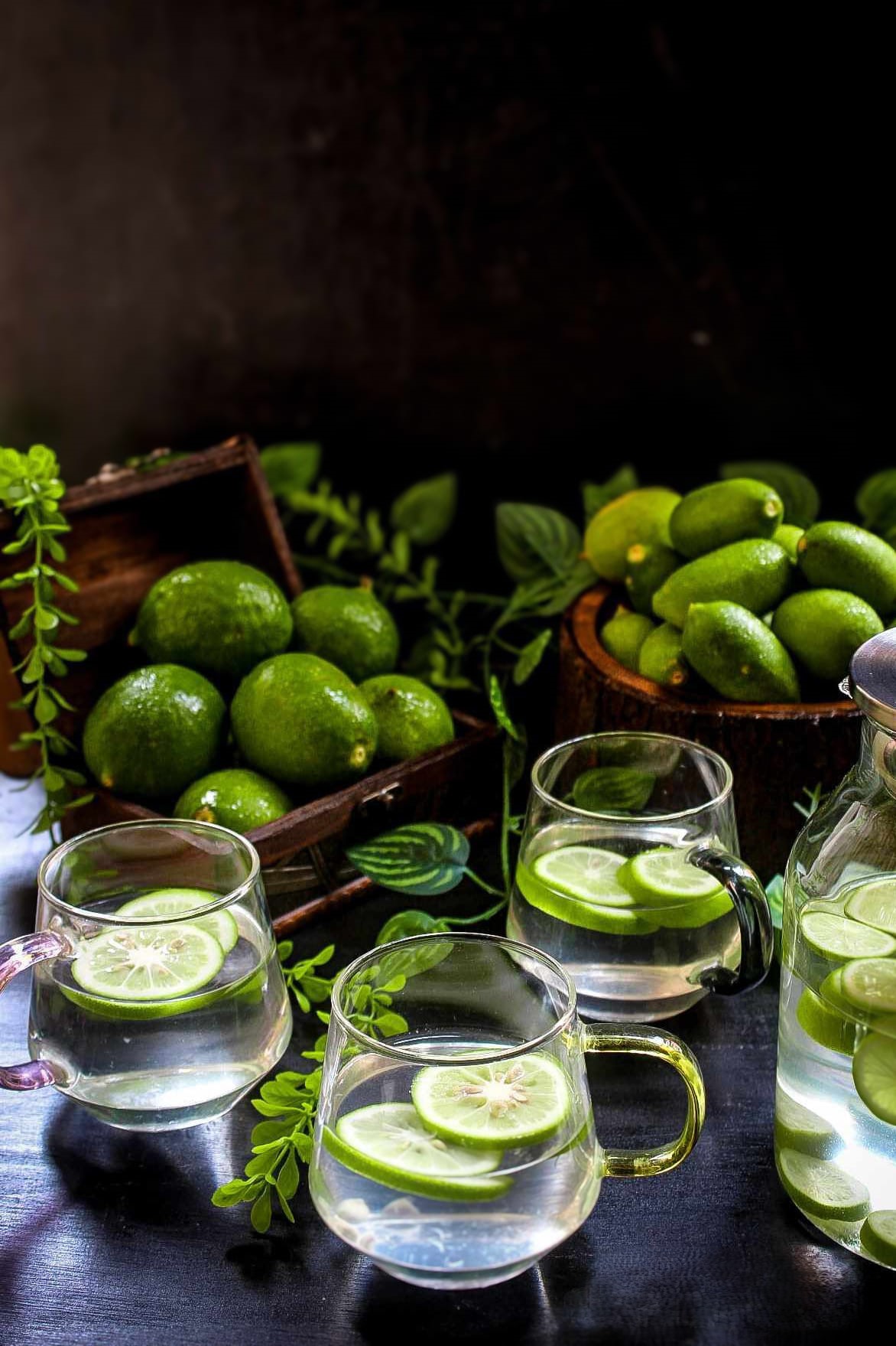 Glasses with lemon and water